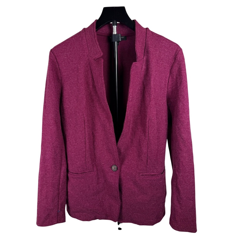 Banana Republic Knit Blazer Women M Magenta Berry Single Button Jacket 661871-01
